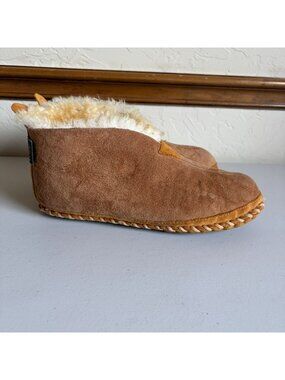 LL Bean Wicked Good Slippers Vintage Wool Lined Leather Suede Shearling